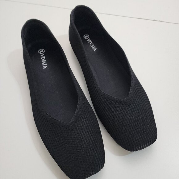 VIVAIA Square-Toe V-Cut Flats Black (Margot 2.0) Women's Size 8 (39) - Picture 3 of 12